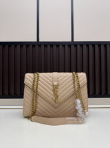 Saint Laurent Lou Lou Medium Chain Bag – Beige Quilted Leather